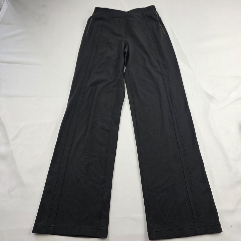 Lululemon Track Pants Womens Small Black Wide Leg Zip Pocket Stretch LW5HFGS